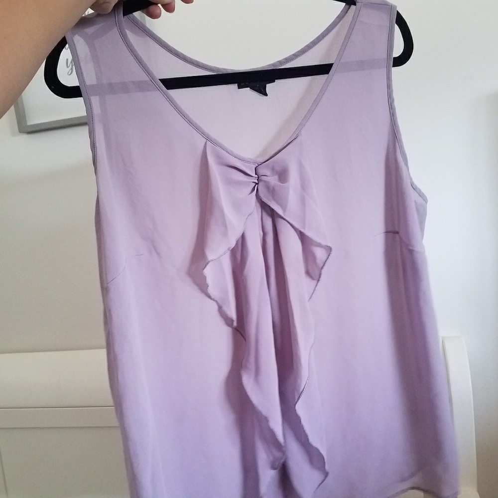 sheer lilac bow top